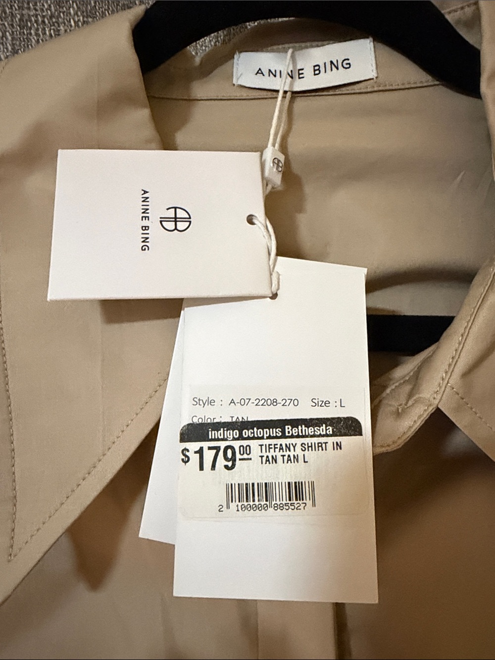 Anine Bing Beige Tan Lightweight Trench Shirt - Picture 4 of 4